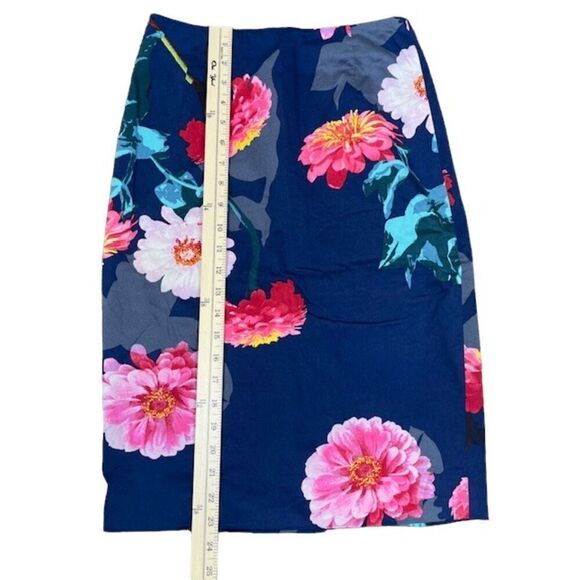 Banana Republic Gerber Daisy Blue Floral Stretch Pencil Skirt Straight Size 0 - Picture 4 of 11